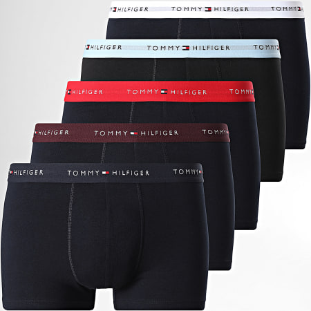 Tommy Hilfiger - Lot De 5 Boxers 3061 Noir Blanc Bleu Clair Rouge Bordeaux