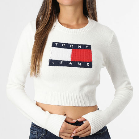 Tommy Jeans - Pull Femme Sparkle Flag 1690 Blanc