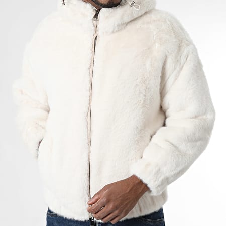 Uniplay - Chaqueta de Piel con Capucha Zippée 011 Blanco