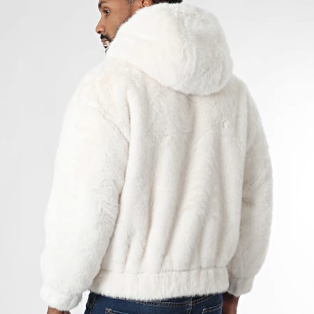 Uniplay - Chaqueta de Piel con Capucha Zippée 011 Blanco