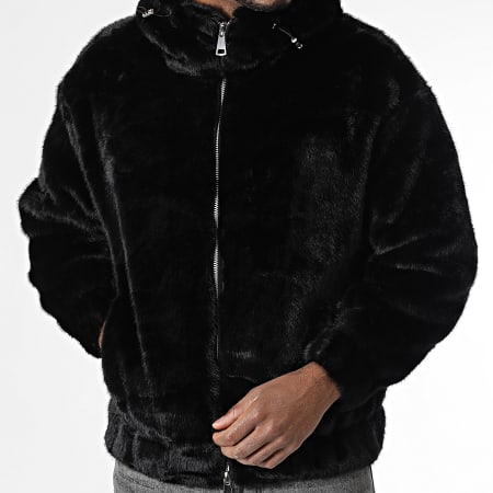Uniplay - Chaqueta de Piel con Capucha Zippée 011 Negro