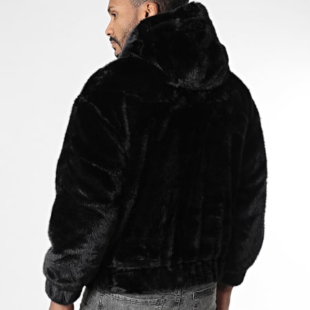 Uniplay - Chaqueta de Piel con Capucha Zippée 011 Negro
