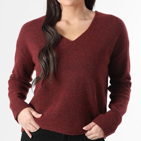 Classic Series - Pull Col V Femme Besti Bordeaux