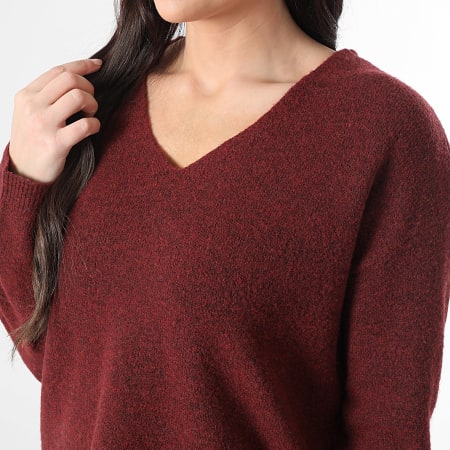 Classic Series - Pull Col V Femme Besti Bordeaux