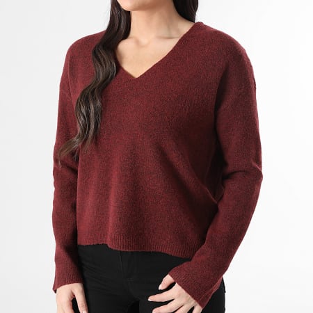 Classic Series - Pull Col V Femme Besti Bordeaux