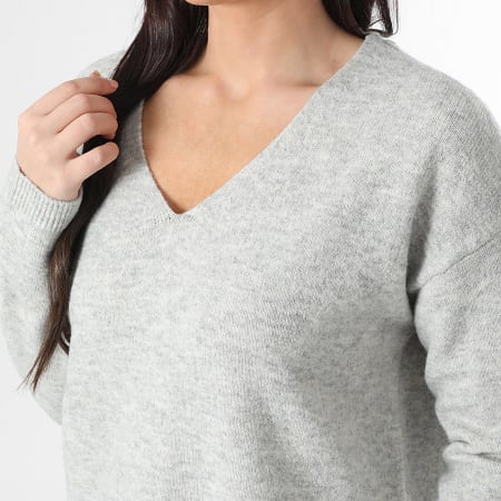 Vero Moda - Pull Col V Femme Besti Gris Chiné