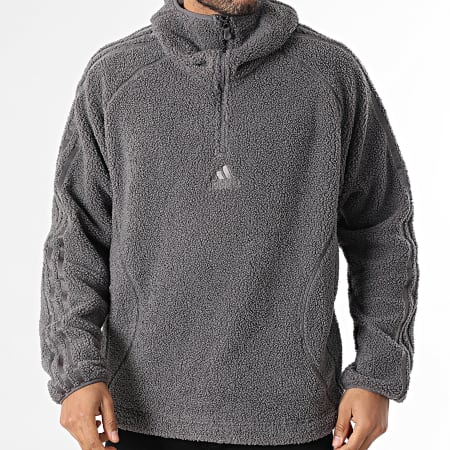 Adidas Originals - Zipped Sherpa Borg Hoodie KR5186 Dark Gray - Ryses