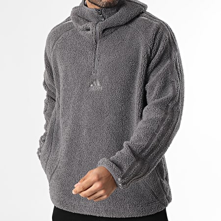 Adidas Performance - Sudadera con Capucha Zippée Sherpa Borg KR5186 Gris Antracita