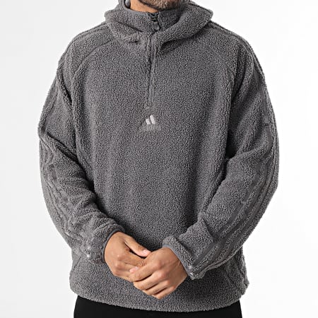 Adidas Performance - Sudadera con Capucha Zippée Sherpa Borg KR5186 Gris Antracita