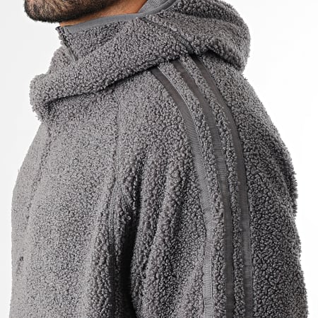 Adidas Performance - Sudadera con Capucha Zippée Sherpa Borg KR5186 Gris Antracita
