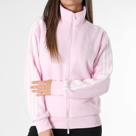 Adidas Originals - Chaqueta con cremallera a bandas Mujer Mohair KS7778 Rosa