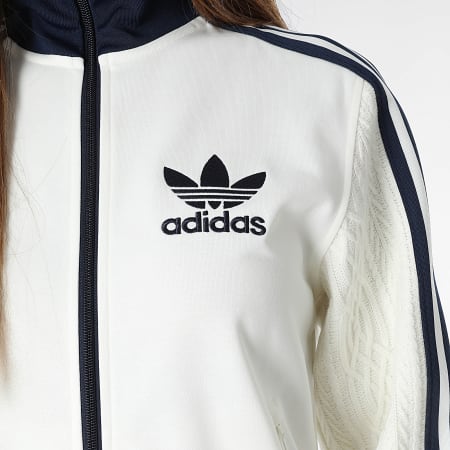 Adidas Originals - Chaqueta con cremallera a bandas Mujer KS7800 Beige Claro Azul Marino