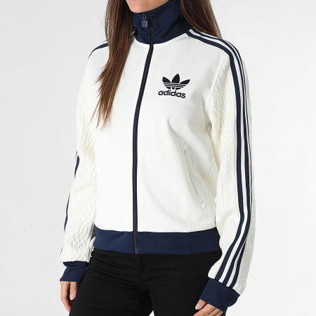 Adidas Originals - Chaqueta con cremallera a bandas Mujer KS7800 Beige Claro Azul Marino