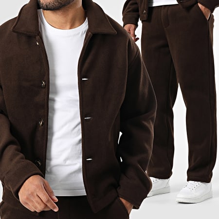 Frilivin - Ensemble Veste Boutonnée Et Pantalon H55 Marron