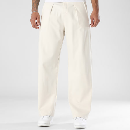 LBO - Pantalon Habillé Large A Plis 2324 Beige Clair