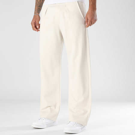 LBO - Pantalon Habillé Large A Plis 2324 Beige Clair