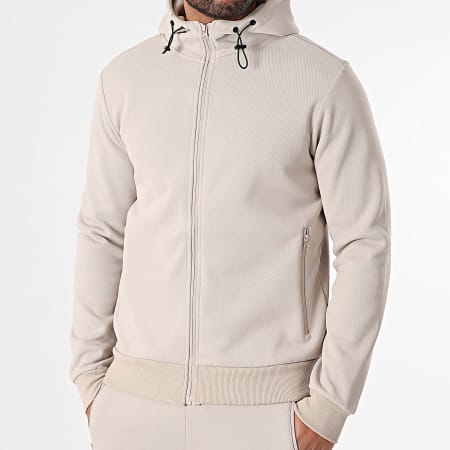 Classic Series - Completo Giacca con Cappuccio Zip e Pantalone Cargo 018 Beige