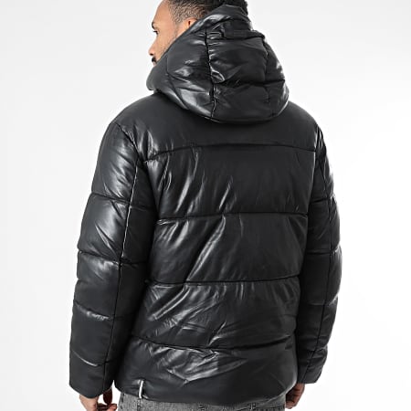 Khujo - Doudoune Capuche Simili Cuir Coen Noir