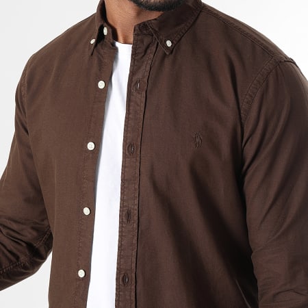 Polo Ralph Lauren - Camisa de mangas largas Slim Fit Original Player Marrón