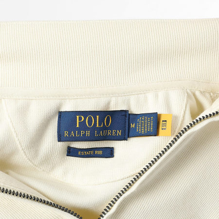 Polo Ralph Lauren - Pull Col Zippé Rib Oxford Beige Clair