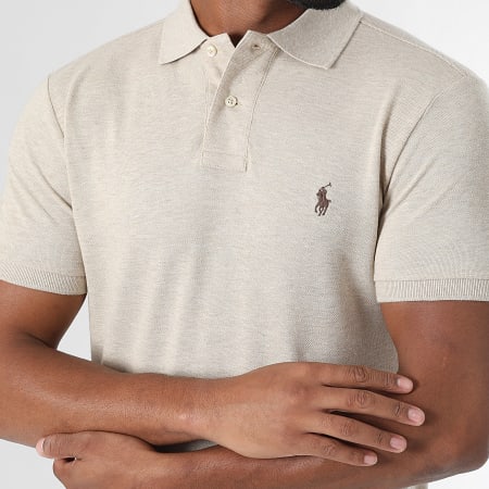 Polo Ralph Lauren - Polo Manches Courtes Custom Slim Original Player Beige Chiné