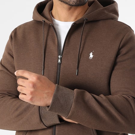 Polo Ralph Lauren - Sweat Zippé Capuche Original Player Marron Chiné