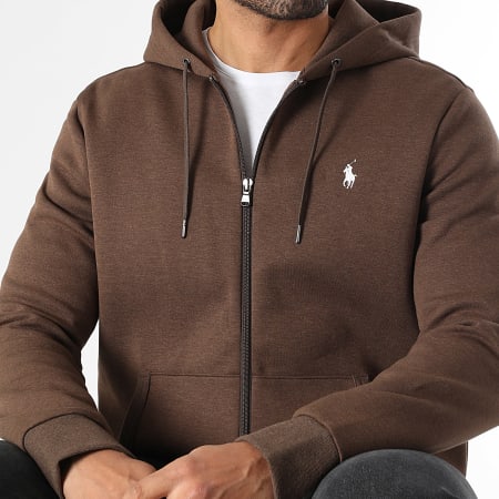 Polo Ralph Lauren - Sweat Zippé Capuche Original Player Marron Chiné