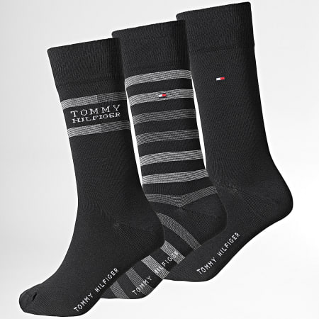 Tommy Hilfiger - Lot De 3 Paires De Chaussettes 5376 Noir Blanc Gris