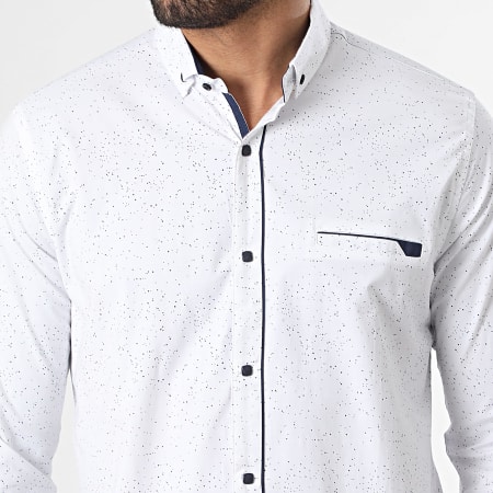 Classic Series - Chemise Manches Longues 102 Blanc Bleu Marine