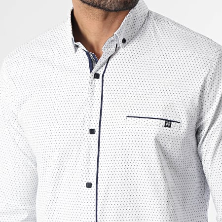Classic Series - Chemise Manches Longues 103 Blanc Bleu Marine