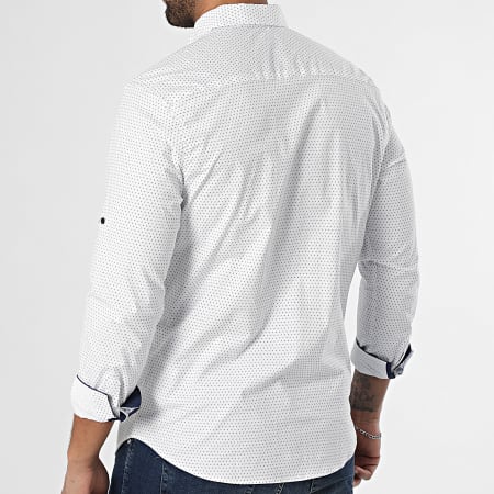 Classic Series - Chemise Manches Longues 103 Blanc Bleu Marine