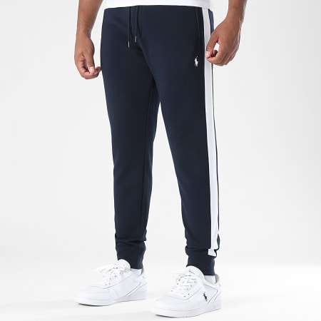 Polo Ralph Lauren - Pantalon Jogging A Bandes Original Player Bleu Marine Blanc
