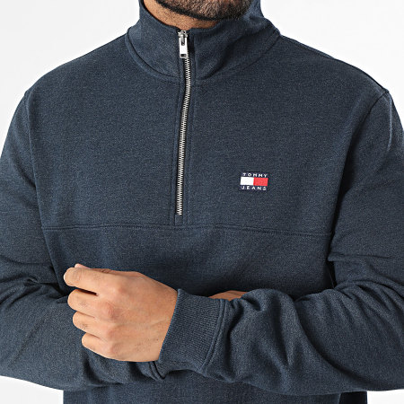 Tommy Jeans - Sudadera Cuello Alto Con Cremallera Badge 2344 Azul Marino Jaspeado