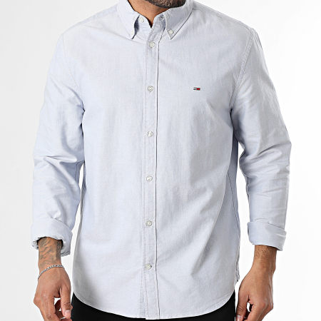 Tommy Jeans - Camisa de Manga Larga Regular Fit Oxford 2836 Azul Claro Jaspeado