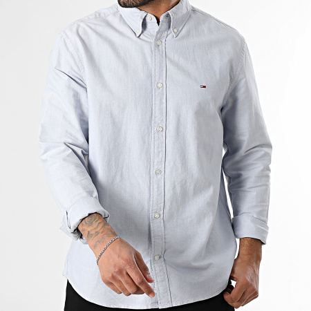 Tommy Jeans - Camisa de Manga Larga Regular Fit Oxford 2836 Azul Claro Jaspeado