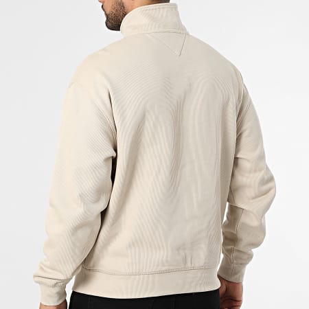 Tommy Jeans - Sudadera Cuello Alto Con Cremallera Acanalada 90s Script 2362 Beige