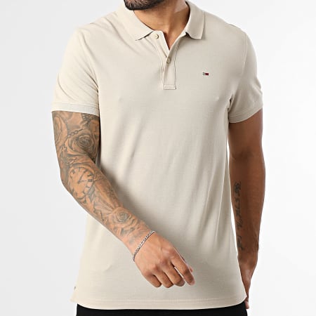 Tommy Jeans - Polo Manches Courtes Slim Placket 0676 Beige