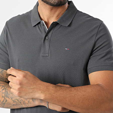 Tommy Jeans - Polo Manches Courtes Slim Placket 0676 Gris Anthracite
