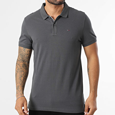 Tommy Jeans - Polo Manches Courtes Slim Placket 0676 Gris Anthracite