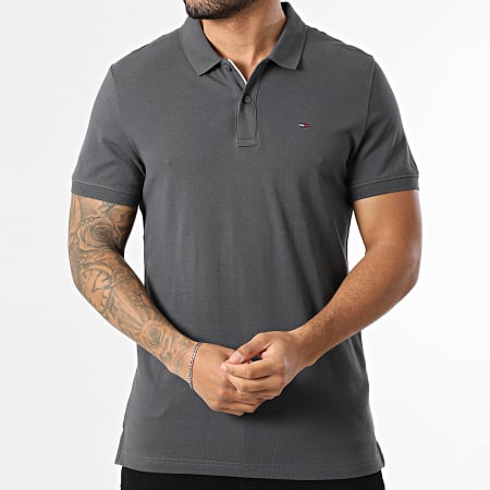 Tommy Jeans - Polo Manches Courtes Slim Placket 0676 Gris Anthracite