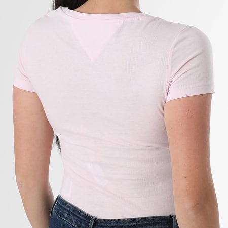 Tommy Jeans - Lot De 2 Tee Shirts Slim Col V Femme 1367 Blanc Rose