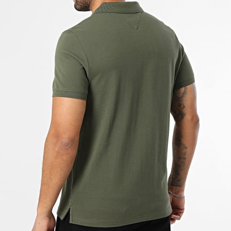 Tommy Jeans - Polo Manches Courtes Slim Placket 0676 Vert Kaki