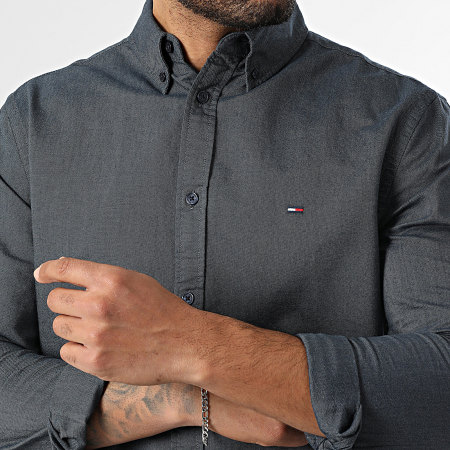 Tommy Jeans - Camisa de Manga Larga Regular Fit Oxford 2836 Azul Marino Canela