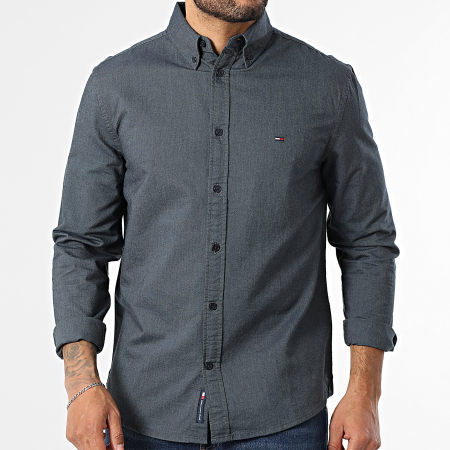 Tommy Jeans - Camisa de Manga Larga Regular Fit Oxford 2836 Azul Marino Canela