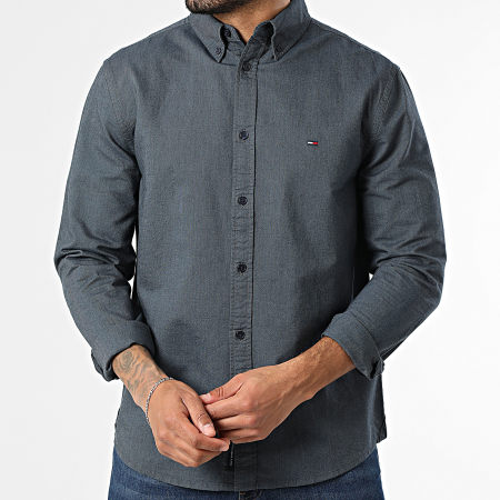 Tommy Jeans - Camisa de Manga Larga Regular Fit Oxford 2836 Azul Marino Canela