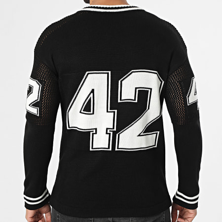 Ikao - Pull Col V Ajouré 006 Noir Blanc