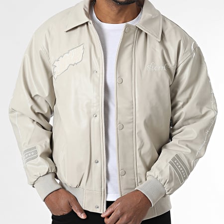 Ikao - Chaqueta con cremallera efecto piel SLI Beige