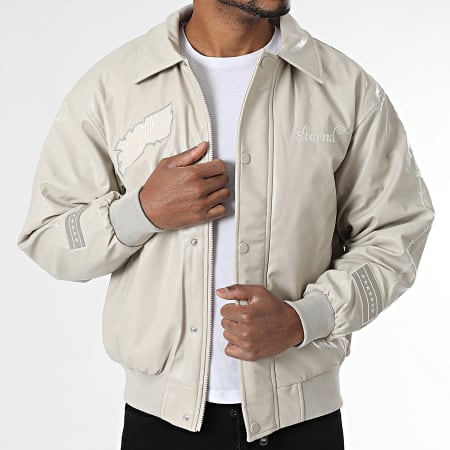 Ikao - Chaqueta con cremallera efecto piel SLI Beige