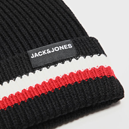 Jack And Jones - Lot Gants Et Bonnet Make Noir Blanc Rouge