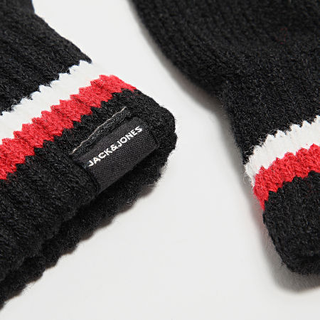 Jack And Jones - Lot Gants Et Bonnet Make Noir Blanc Rouge